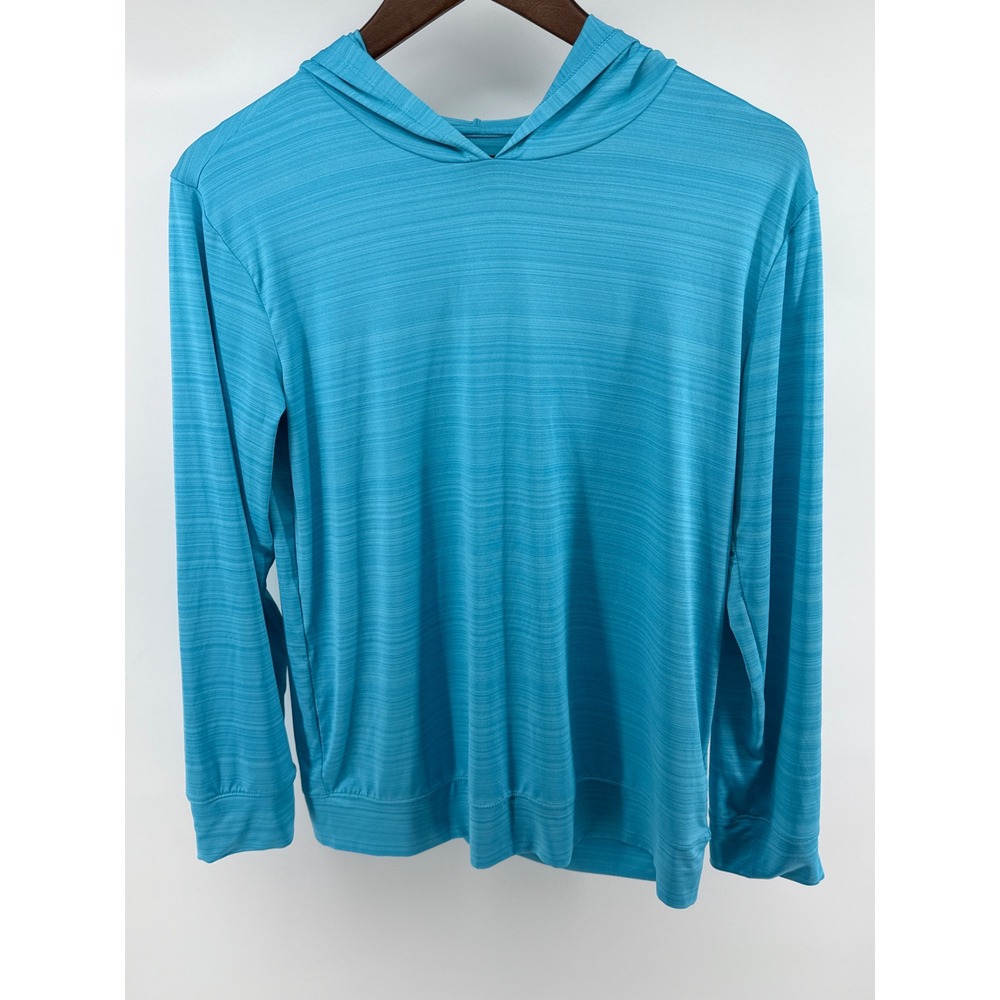 Lands End Blue Striped Hoodie Long Sleeve Athleisure Top Girls L 14 16 - Picture 1 of 6